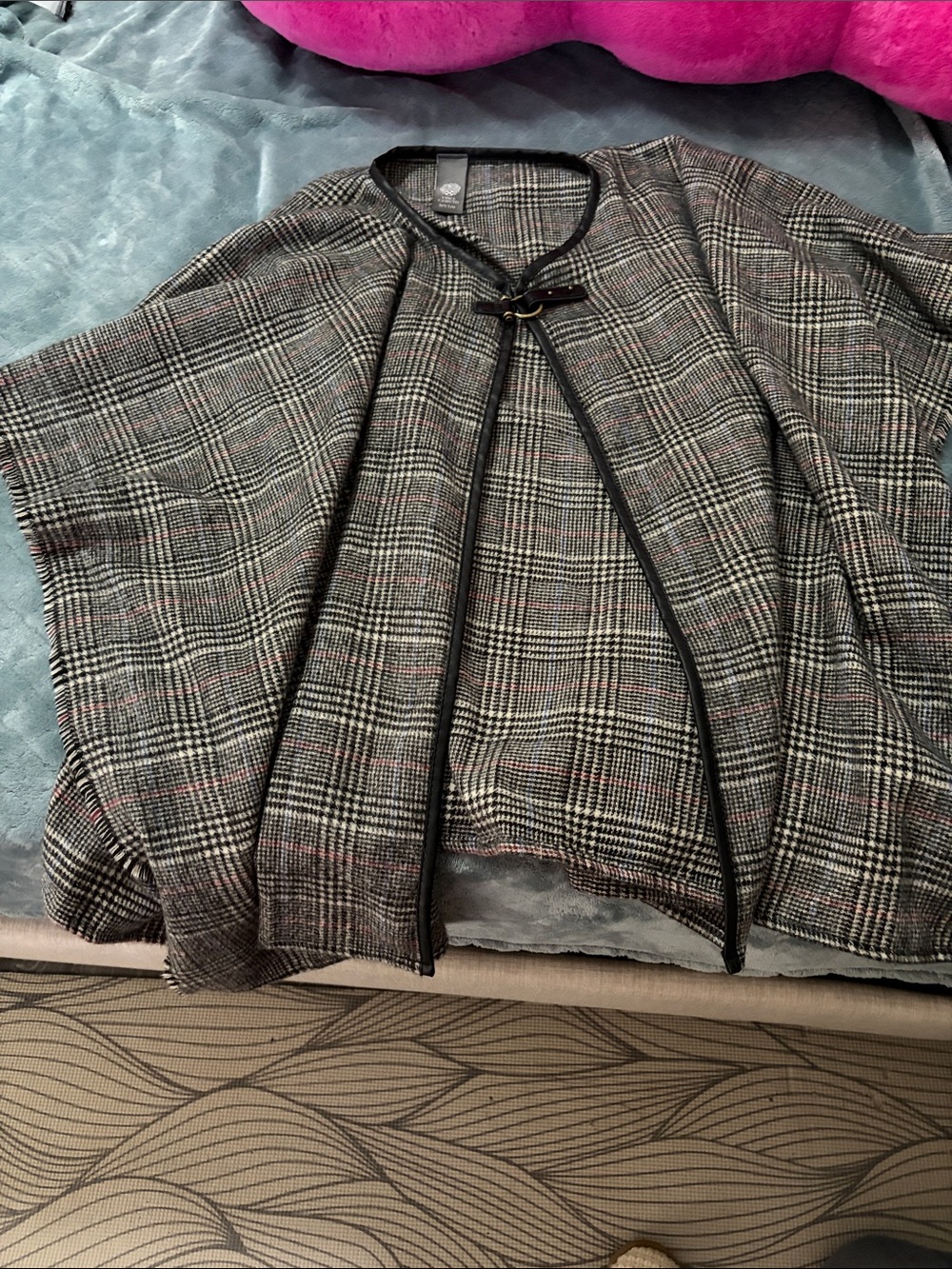 Vince Camuto Black and Gray Poncho